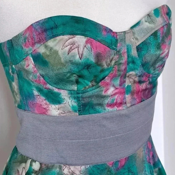 Elizabeth and James Silk Blend Watercolor Floral Strapless Dress Size 2 XS - Picture 5 of 8